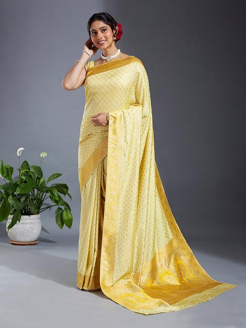 Satin Paisley Zari with Beautiful Ethnic Motifs Banarasi Saree