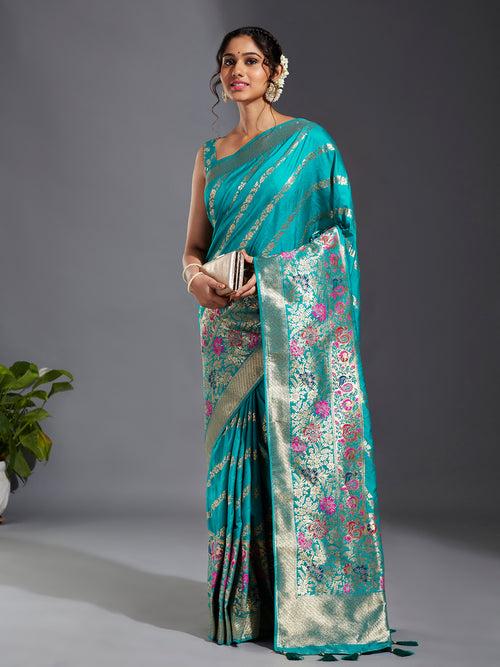 Satin Paisley Zari with Beautiful Meenakari Banarasi Saree