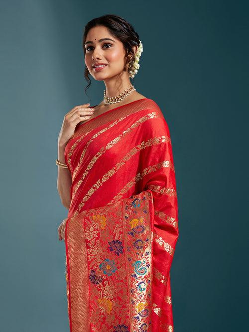 Satin Paisley Zari with Beautiful Meenakari Banarasi Saree