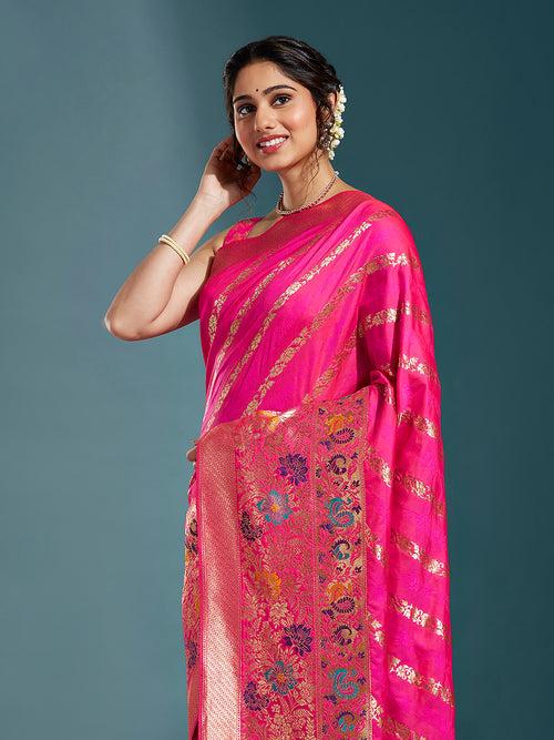 Satin Paisley Zari with Beautiful Meenakari Banarasi Saree