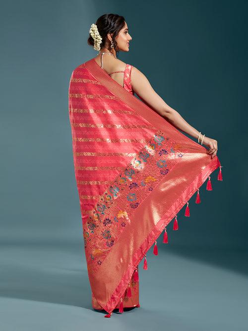 Satin Paisley Zari with Beautiful Meenakari Banarasi Saree