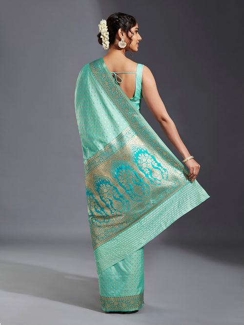 Satin Paisley Zari with Beautiful Ethnic Motifs Banarasi Saree