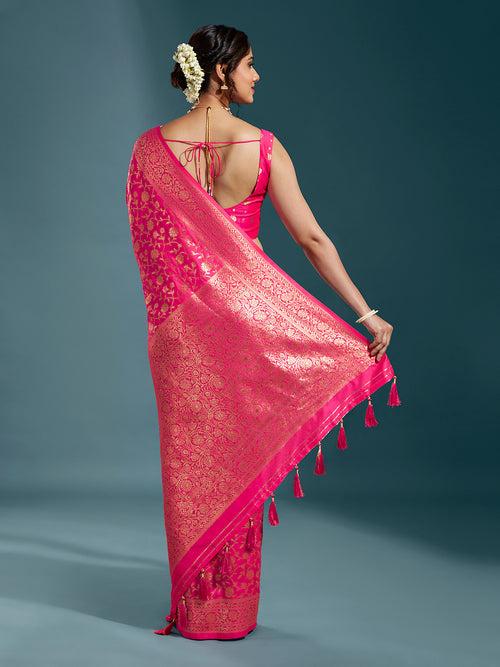 Satin Paisley Zari with Beautiful Jaal Banarasi Saree