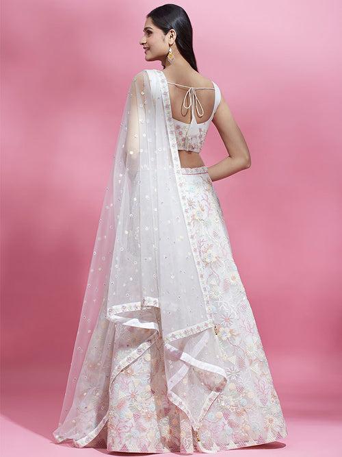 Net Multi-Sequins Work Semi-Stitched Lehenga