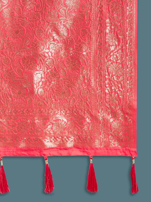 Satin Paisley Zari with Beautiful Jaal Banarasi Saree