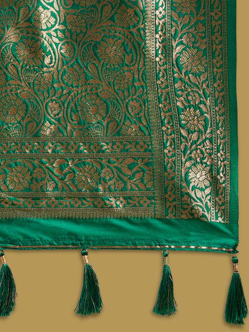 Satin Paisley Zari with Beautiful Jaal Banarasi Saree