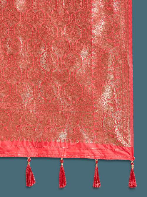 Satin Paisley Zari Woven Banarasi Saree