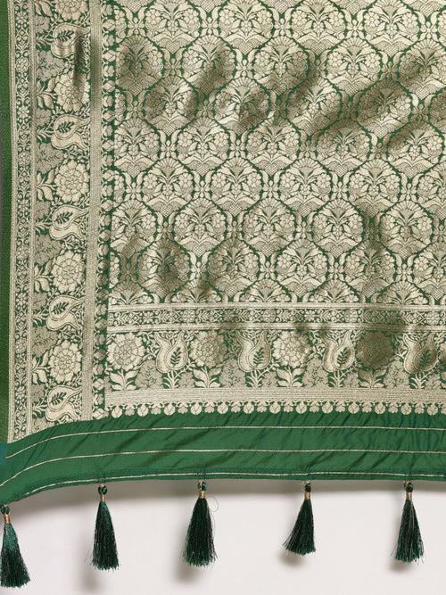 Satin Paisley Zari Woven Banarasi Saree