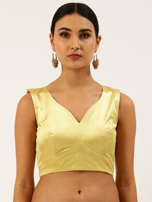 Yellow-Toned Velvet Readymade Blouse