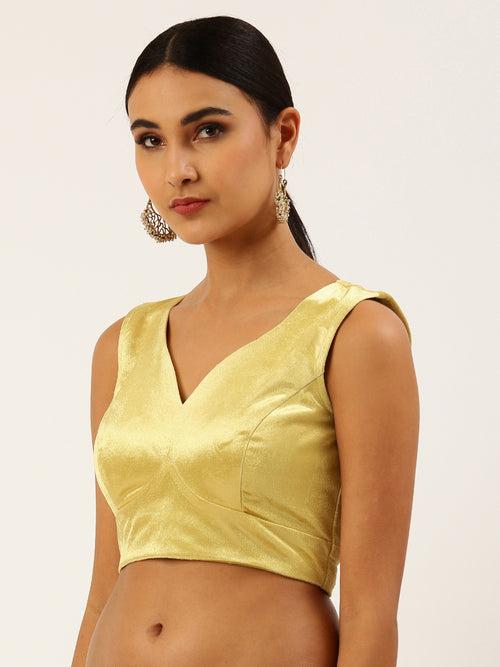 Yellow-Toned Velvet Readymade Blouse