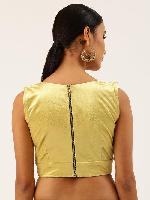 Yellow-Toned Velvet Readymade Blouse