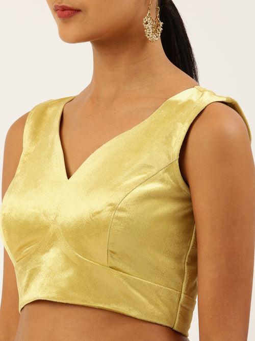 Yellow-Toned Velvet Readymade Blouse