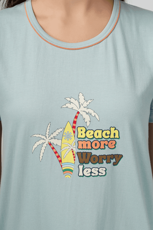 Beach More Worry Less  Short Nighty