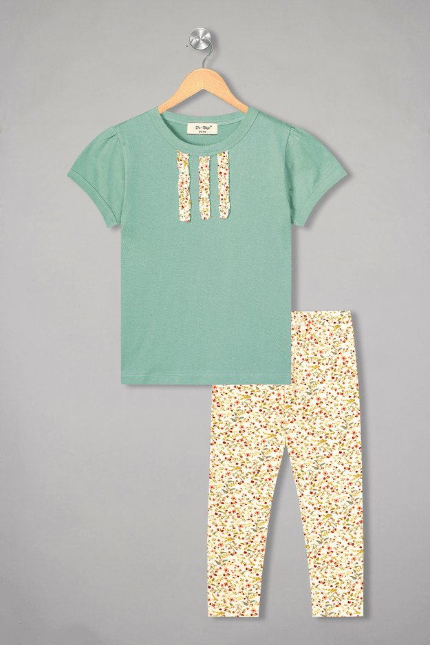 Green Dreamsicle Blooms Legging Set