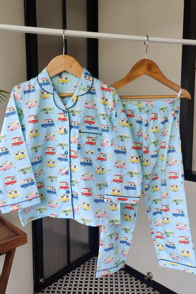 Caravan Dreams Blue Cotton Pyjama Set