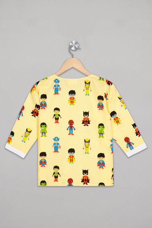 Super Hero's Kurta Pj Set