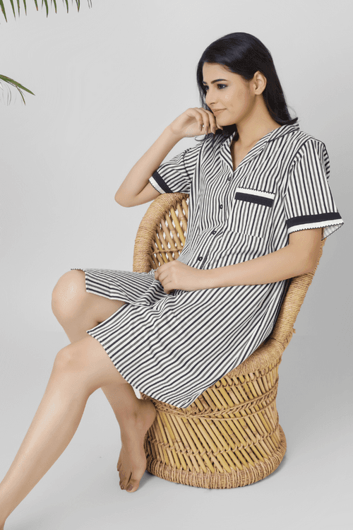 Black Stripey Slumber Nightdress