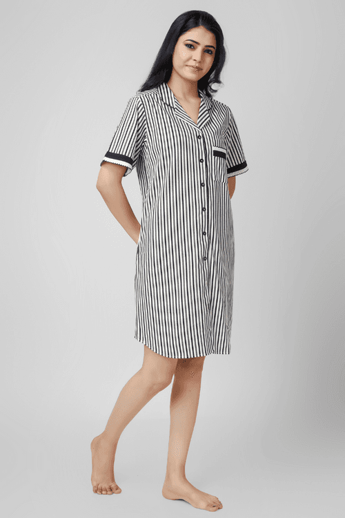 Black Stripey Slumber Nightdress