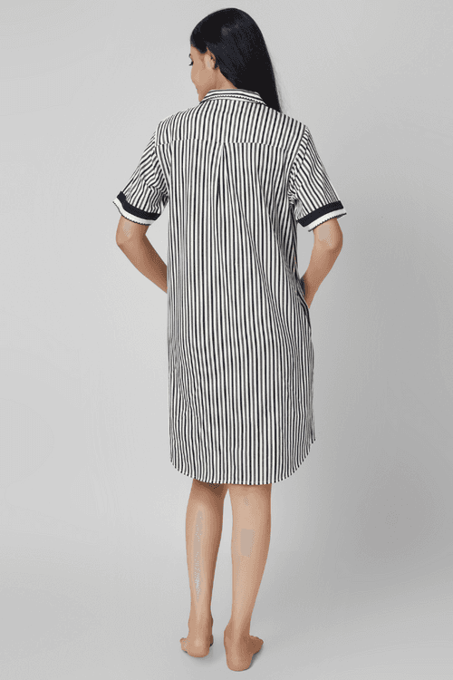 Black Stripey Slumber Nightdress