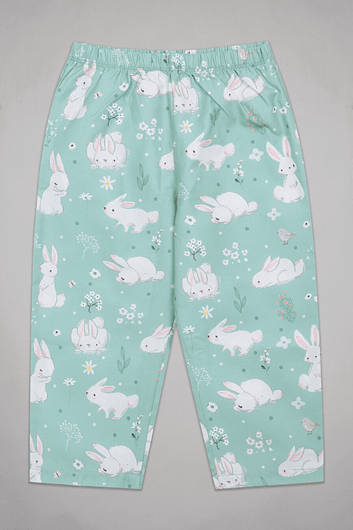 Green  Bunnies Kurta Pyjama Set