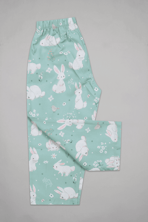 Green  Bunnies Kurta Pyjama Set