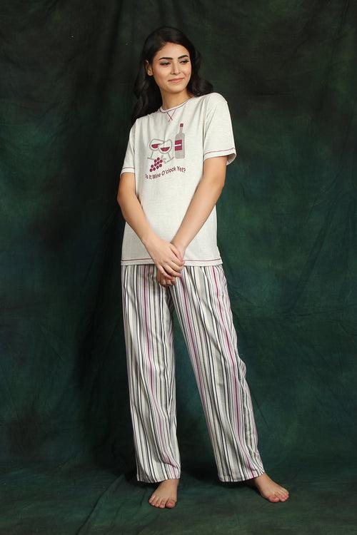 Wine' 0 Clock Short Sl Pj Set