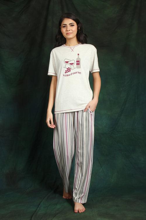 Wine' 0 Clock Short Sl Pj Set