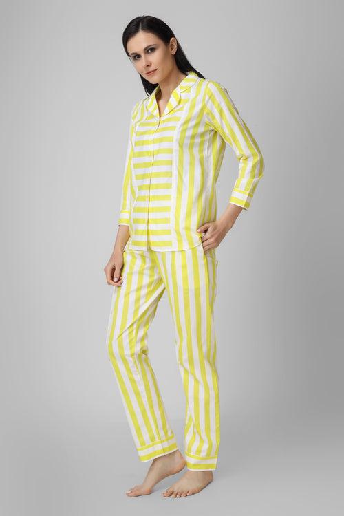 Lime Yellow Stripes Pj Set