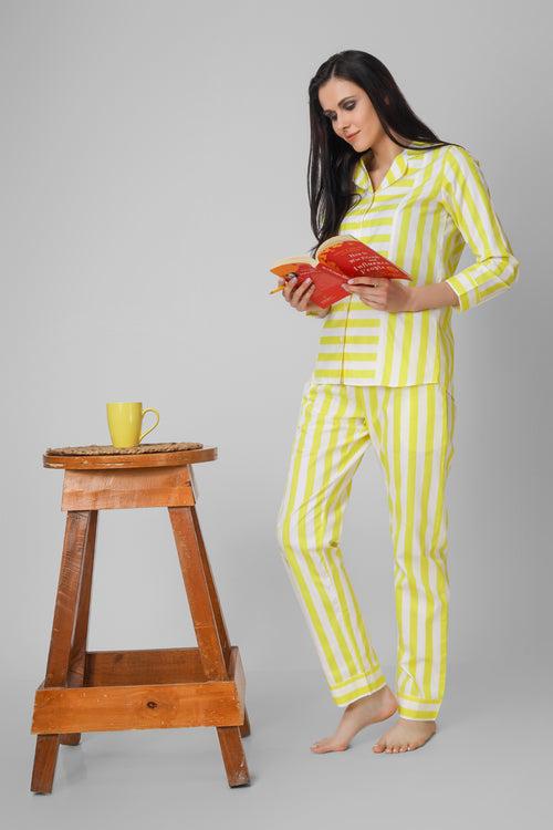 Lime Yellow Stripes Pj Set