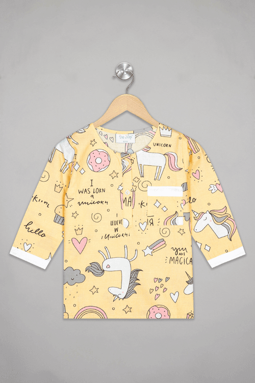 Yellow Unicorn Dreamscape Kurta Pyjama Set