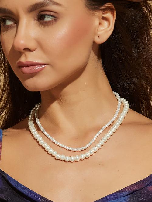 Women Double Pearl Necklace