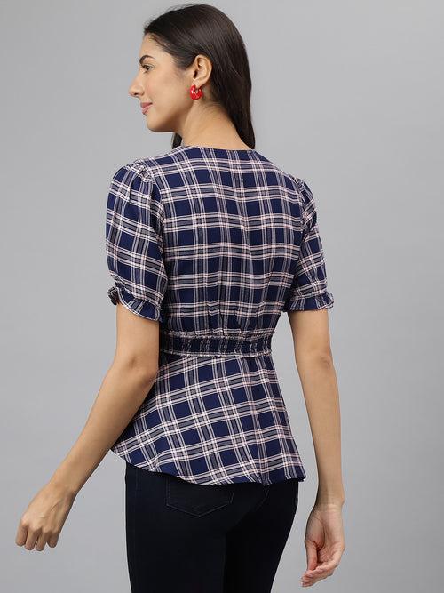 Blue Check Half Sleeve Casual Shirt