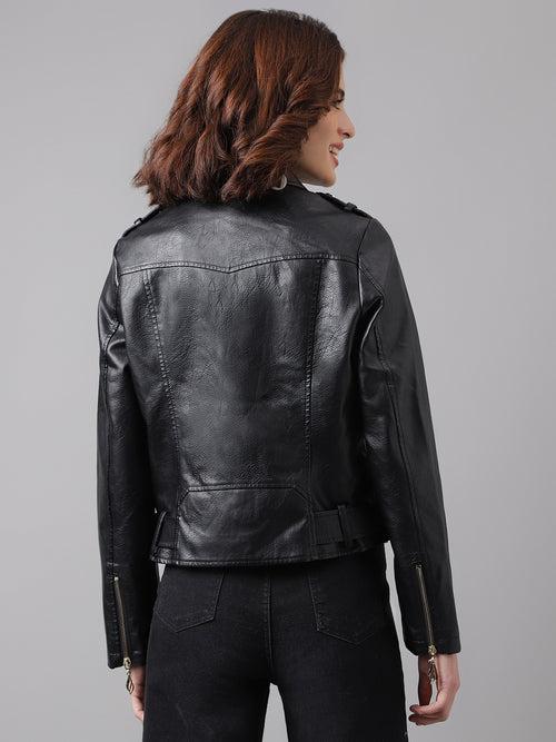 Black Full Sleeve Classic Fit 100% Pu Jacket With Zip