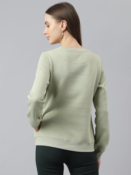 Green Full Sleeves Casual Printed Sweatshirt