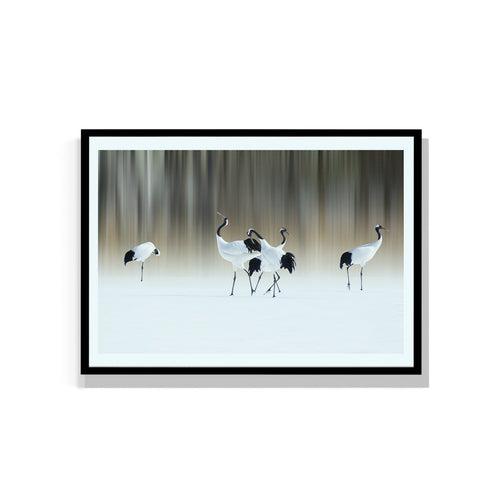 Red-Crested White Cranes Artwork Painting For Living Space Wall Decor