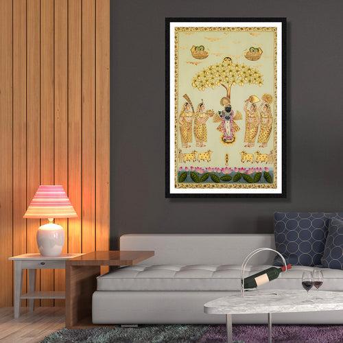 The Royal Worship of Shrinathji Pichwai Artwork Painting For Home Wall Decor