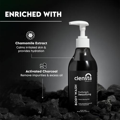 Purifying & Detoxifying Body Wash With 0.4% Activated Charcoal & 0.3% Chamomile Extract For Oil Control & Odor Protection