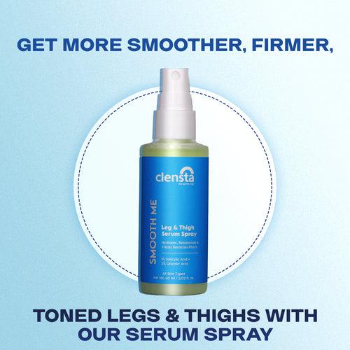 Smooth Me: Leg and Thigh Serum Spray With 1% Salicylic Acid,  3% Glycolic Acid & Guarana Extract for Uplifting the Nourishment Experience