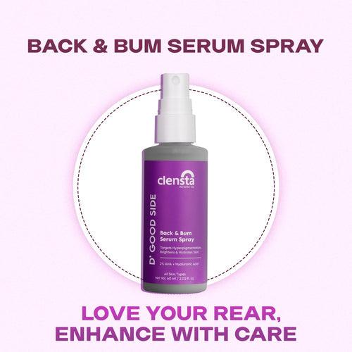 D' Good Side Back & Bum Serum Spray With Guarana Extract, 2% AHA & Hyaluronic Acid For Firming and Toning & Cellulite Reduction