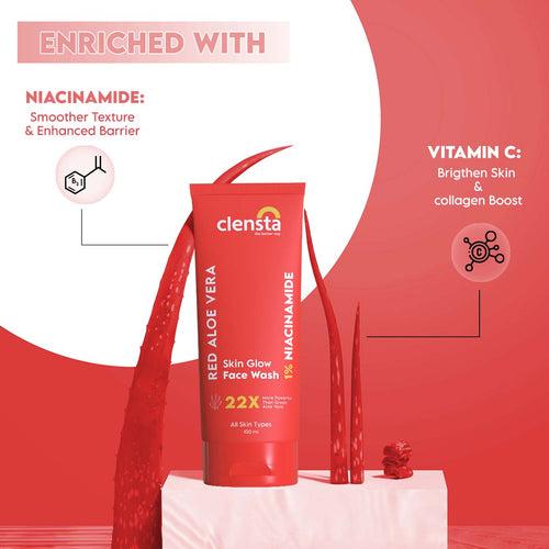 Red Aloe Vera Skin Glow Face Wash With 0.5% Niacinamide &  0.1% Vitamin C For Nourishing Glow & Healthy Skin