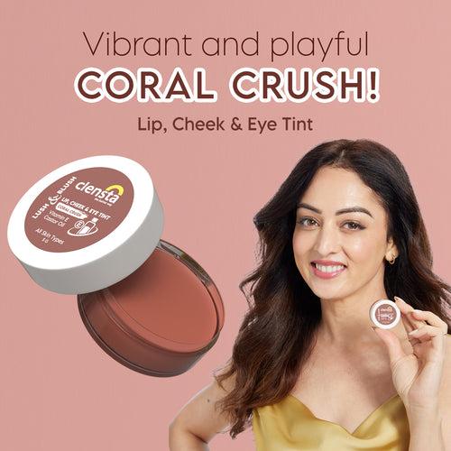 Lush & Blush Lip, Cheek & Eye Tint 06 Coral Crush With Vitamin E & Castor Oil