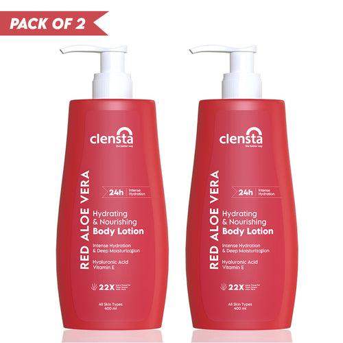 Red Aloe Vera Hydrating & Nourishing Body Lotion With Hyaluronic Acid & Vitamin E for Skin Hydration & Nourishment - Pack of 2