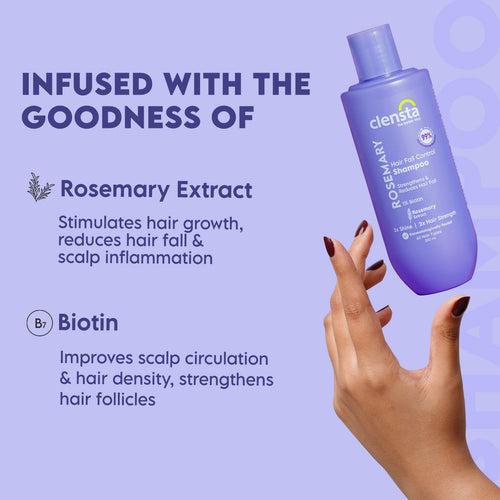 Rosemary Hair Fall Control Shampoo with 1% Biotin for Stronger Hair & Reduced Hair Fall