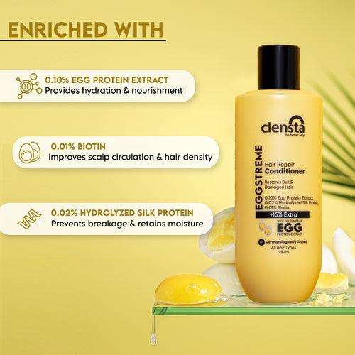 Eggstreme Hair Repair Conditioner With 0.10% Egg Protein Extract, 0.02% Hydrolyzed Silk Protein, 0.01% Biotin