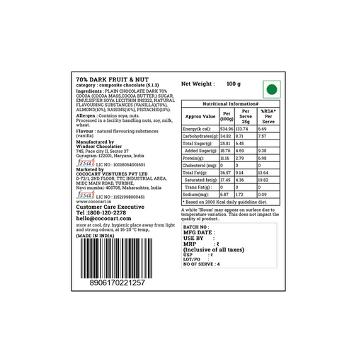 Rhine Valley 70% Dark Fruit & Nut 100g