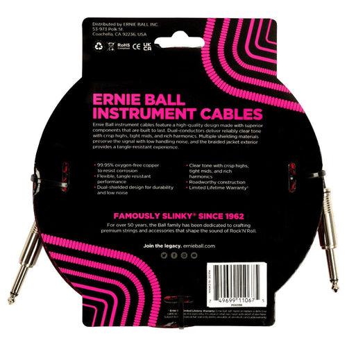 Ernie Ball 6398 25ft Braided Straight Instrument Cable - Red Black