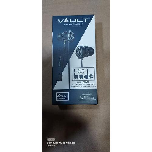 Vault Buds Duo Voice Dual Driver Earphones with Adjustable Boom & In-line Mic, Volume Control, Mute Switch & 3D Stereo Sound for iPhone, Android Phones, Tablets, PC, Laptop, PS4, PS5 & Xbox - Open Box B Stock