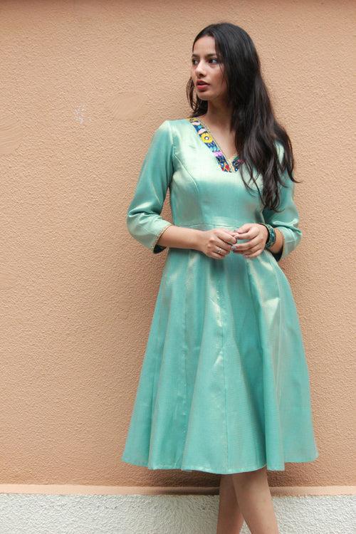 Teal Tissue Midi Dress