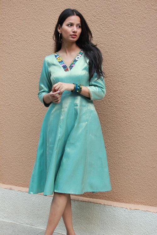 Teal Tissue Midi Dress