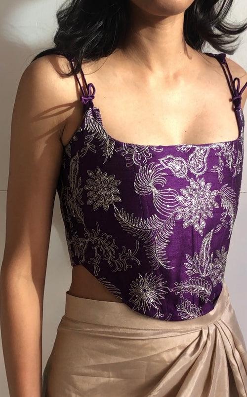 Royal Purple Embroidered Corset